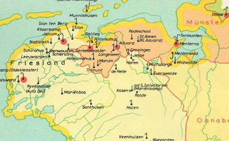 De vestigingen van de orde der Cisterciënzers in Noord Nederland.